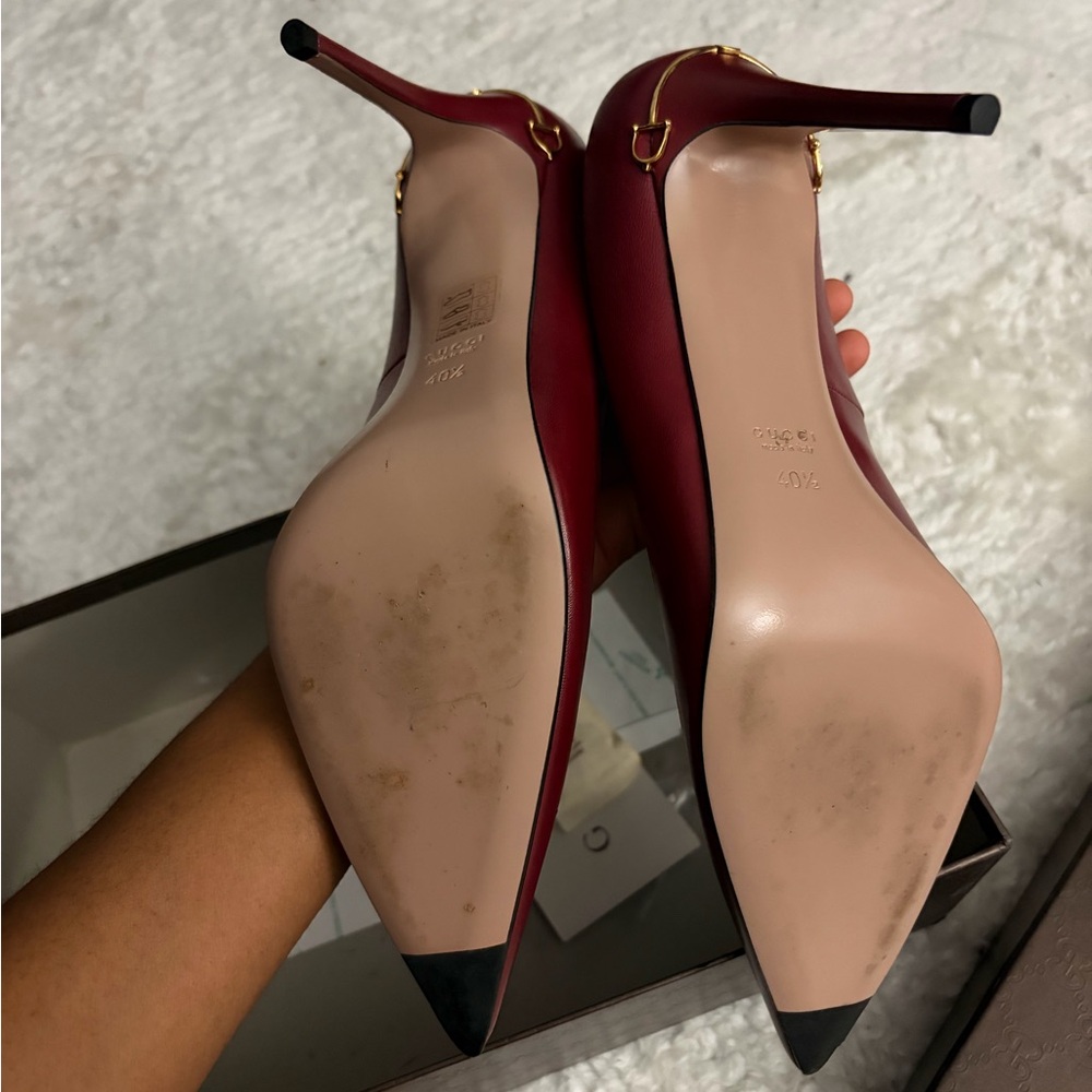 Gucci Women's Burgundy Leather Heels - Picture 5 of 7
